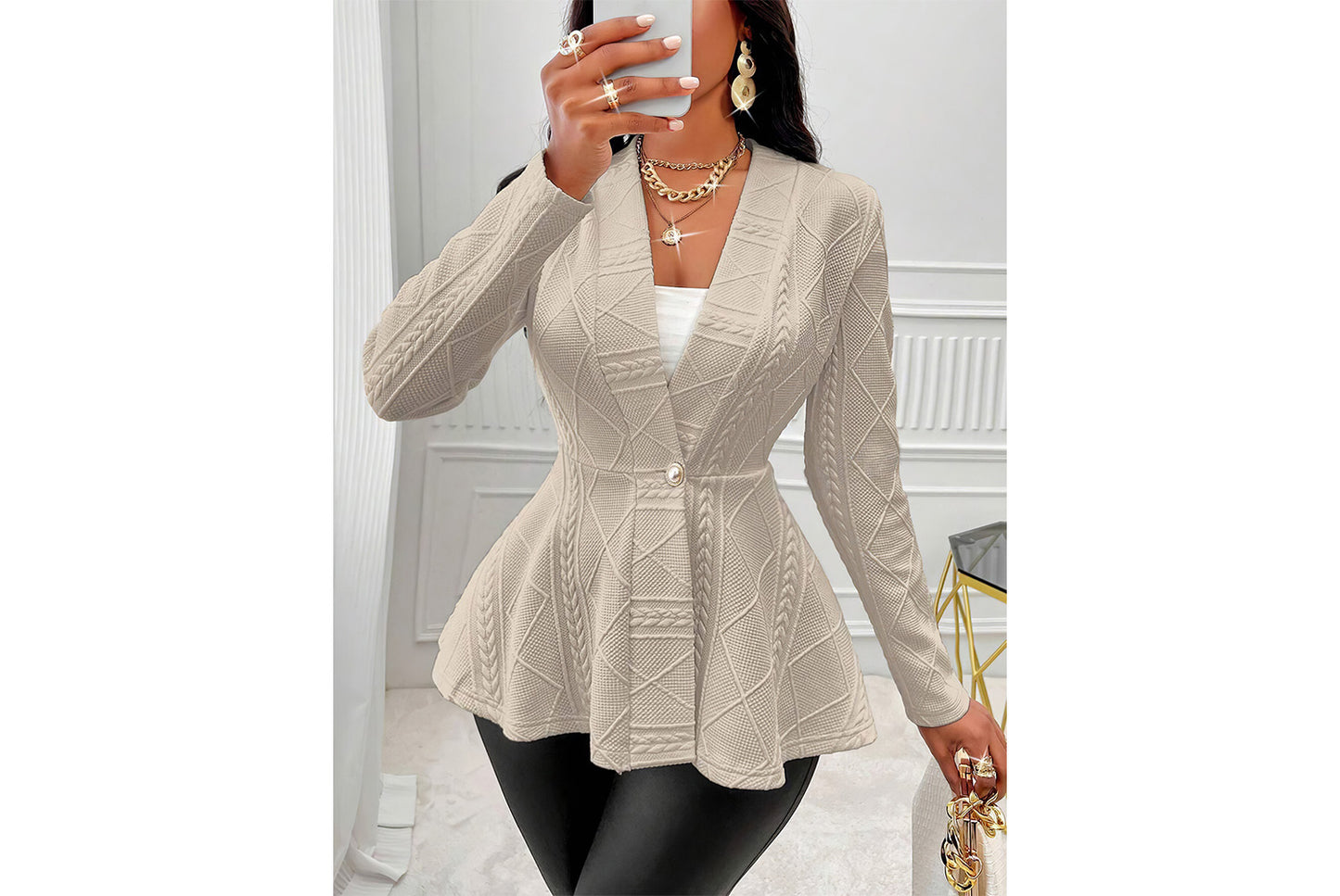 **Thick, Slim-Fit, Fashionable Jacquard Blazer**