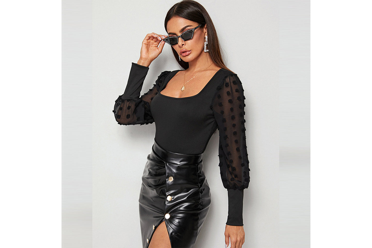 **Solid Color Sexy Slim Fit Long Sleeve Bodysuit**
