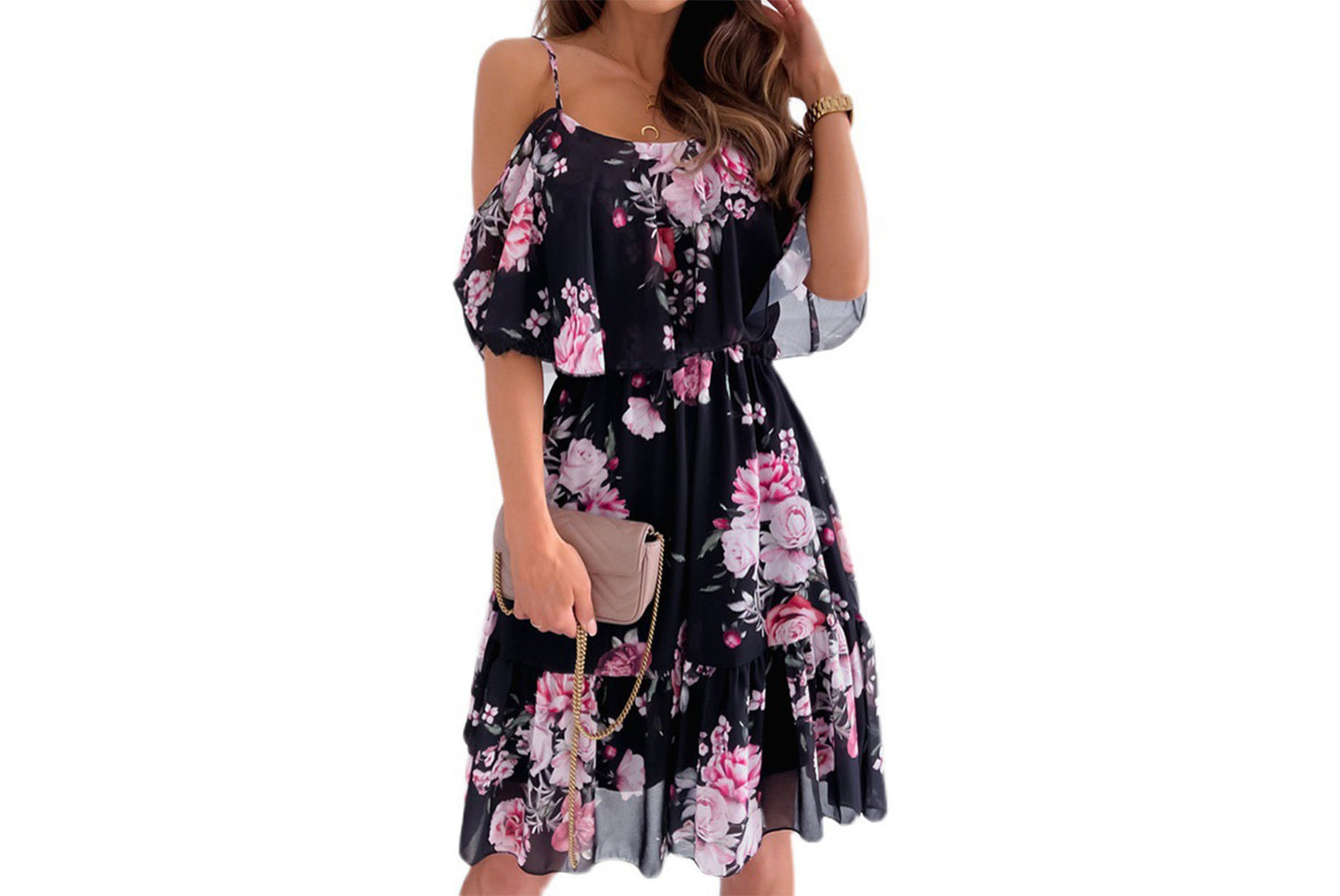 **Off-the-Shoulder Sexy Slip Dress**