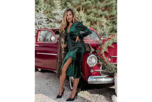 **Sexy Hip-Wrap Long-Sleeve Dress**