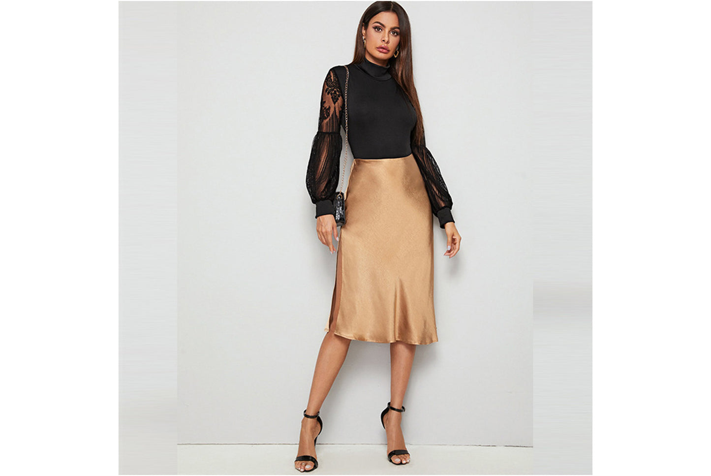 Lace Panel Slim Fit Fashion Long Sleeve Bodysuit for Women