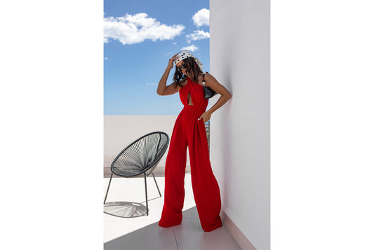 **Stylish and Sexy Sleeveless Halter Neck Jumpsuit**