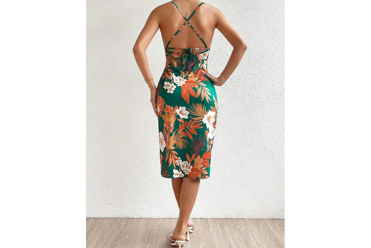 Sexy Side Slit Printed Slip Dress
