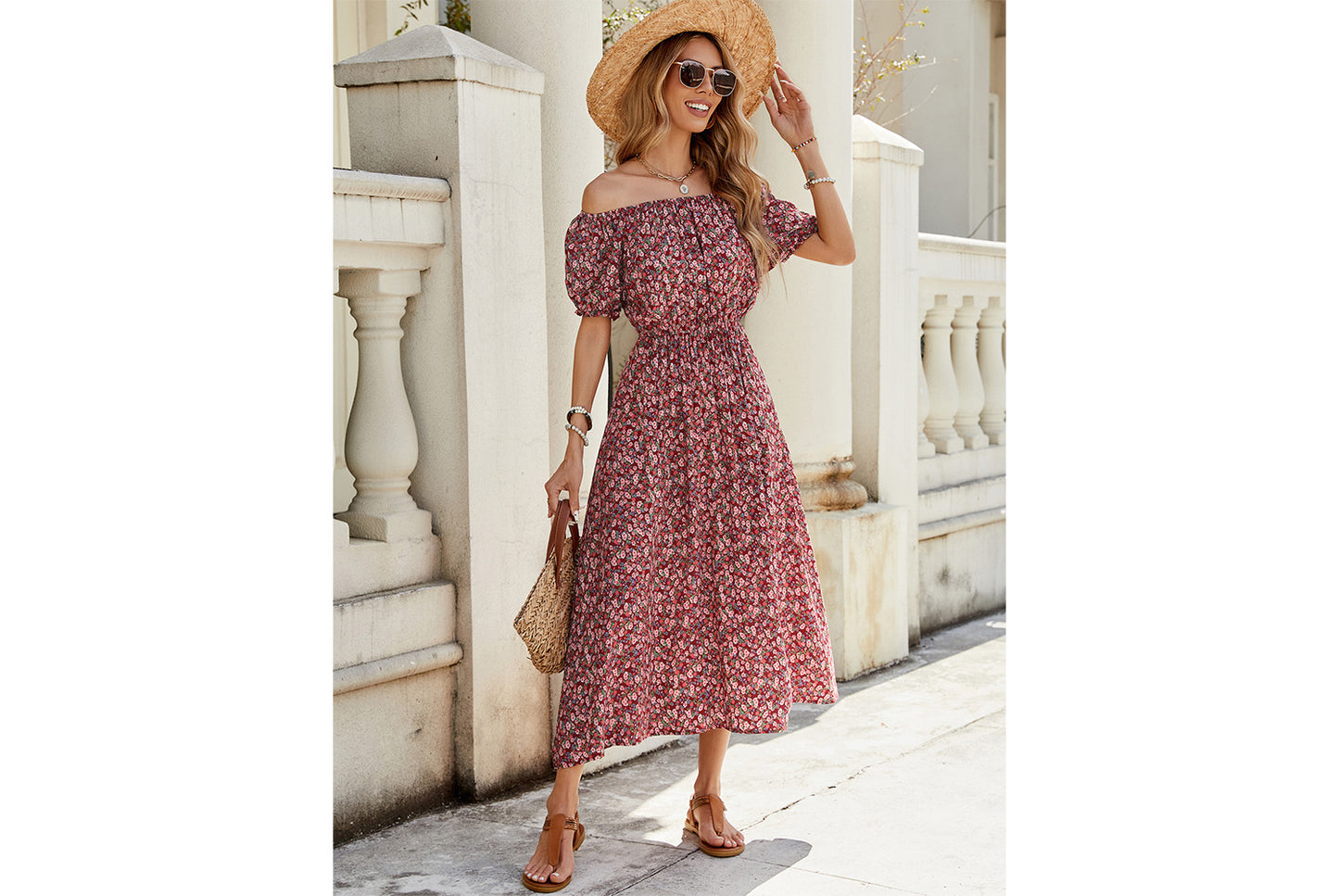 **Sexy Off-the-Shoulder Short-Sleeve Dress**