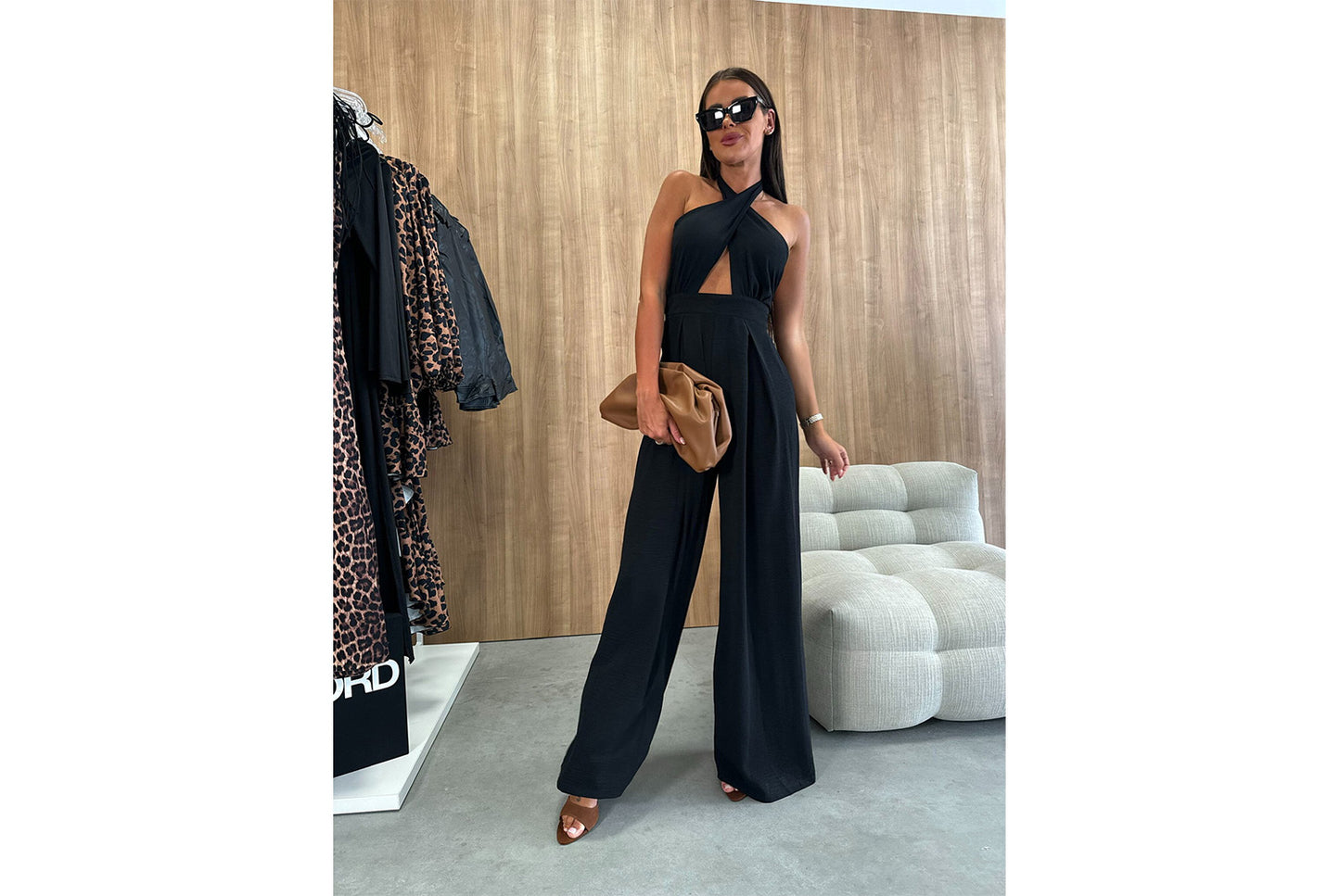 **Stylish and Sexy Sleeveless Halter Neck Jumpsuit**