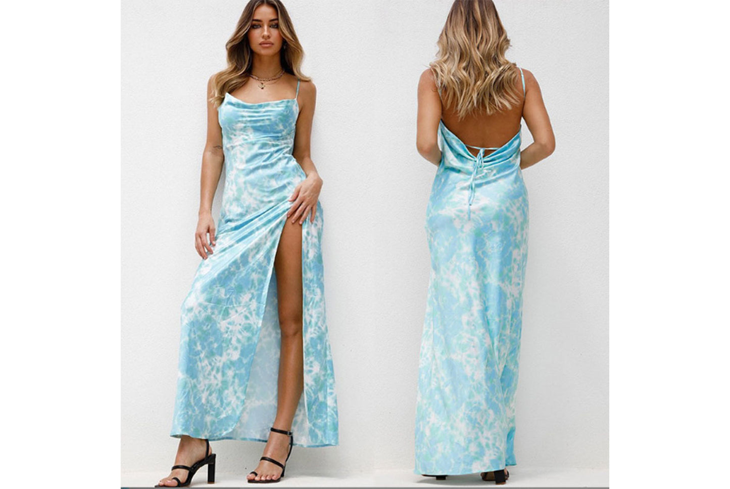 **Sexy Slit Halter Backless Dress**