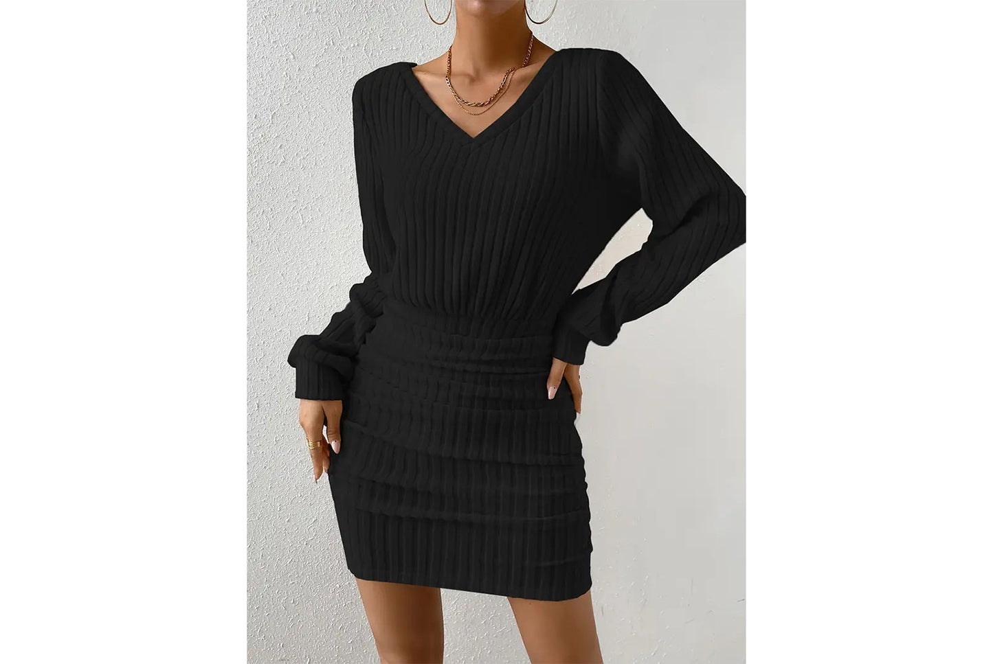 **Long-Sleeved, Waist-Lifting, Hip-Wrap Dress**