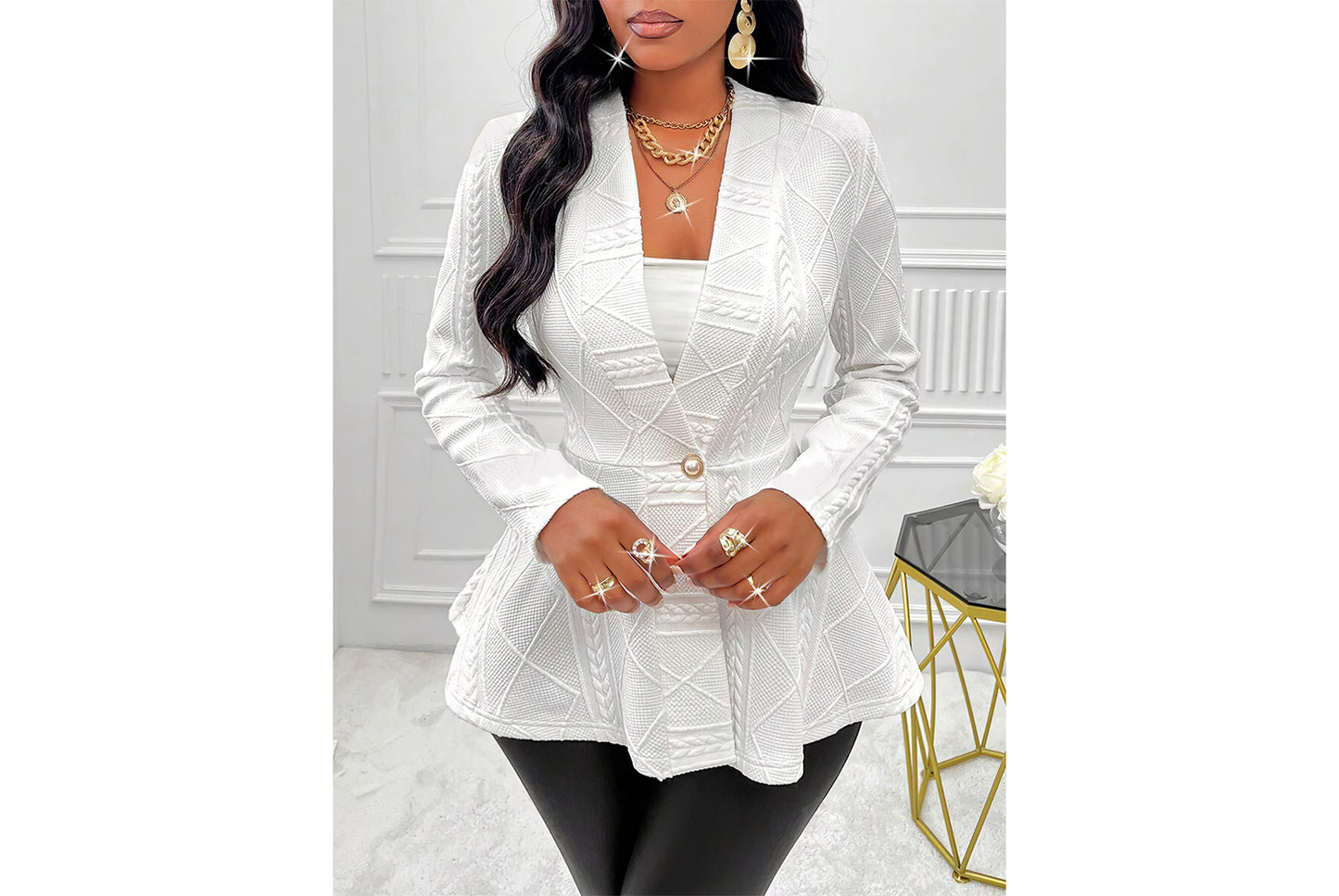 **Thick, Slim-Fit, Fashionable Jacquard Blazer**