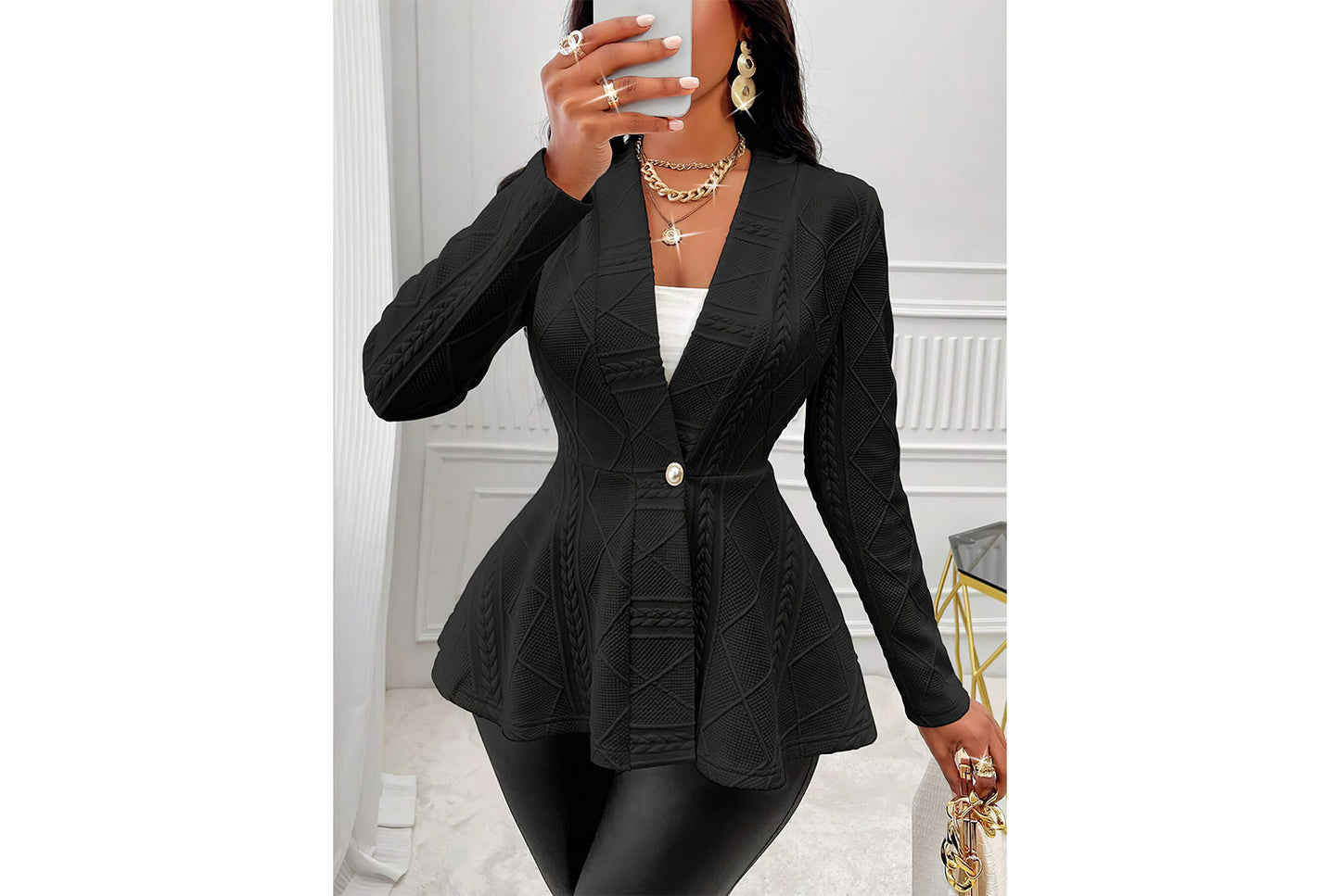 **Thick, Slim-Fit, Fashionable Jacquard Blazer**