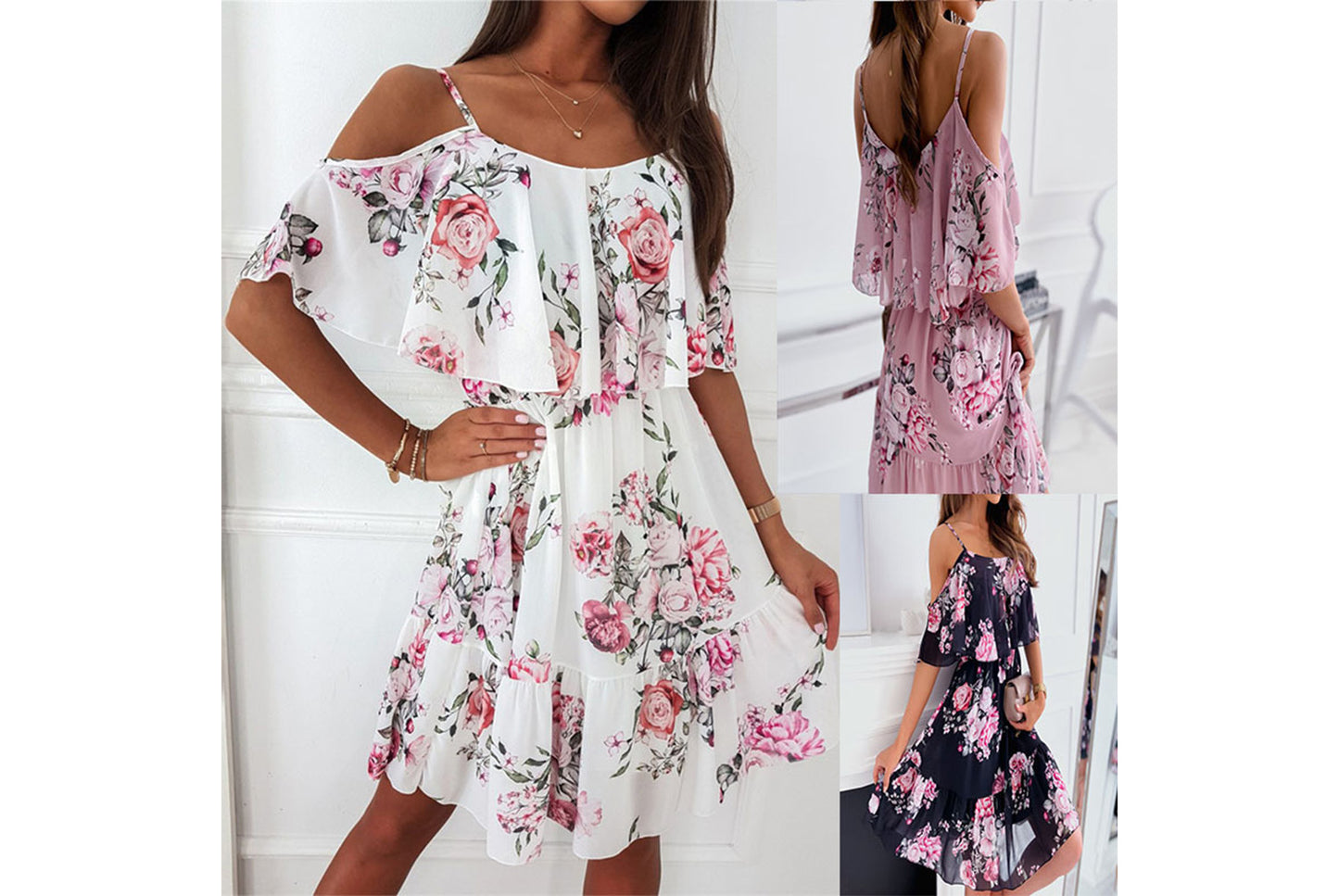 **Off-the-Shoulder Sexy Slip Dress**