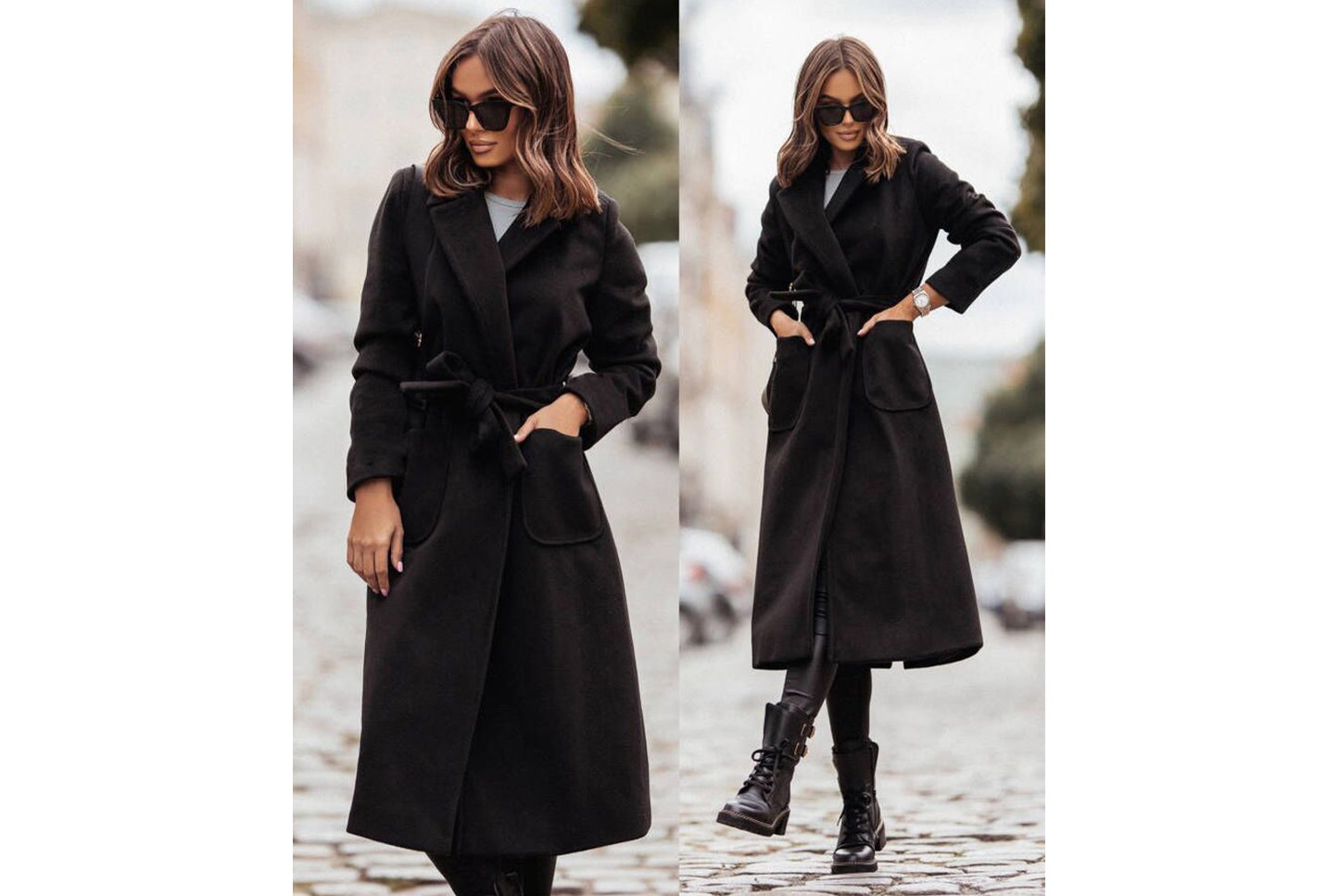 **Double-Breasted, Long-Sleeved, Lapel, Buttoned Wool Blazer for Women**