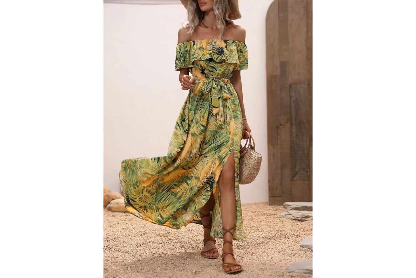 **Women's Ruffled Tie-Waist Dress**