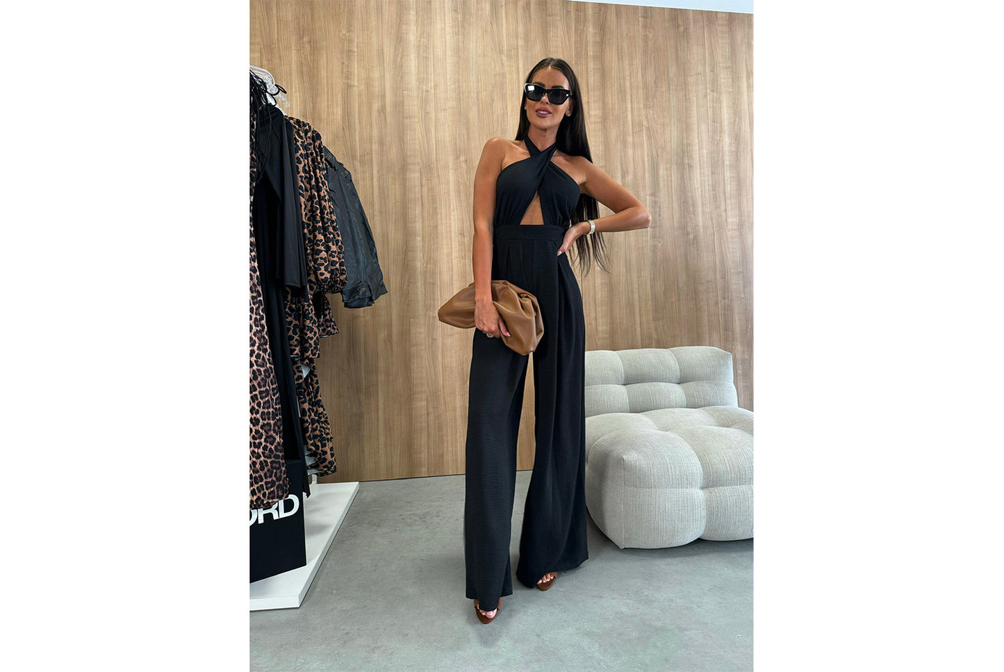**Stylish and Sexy Sleeveless Halter Neck Jumpsuit**