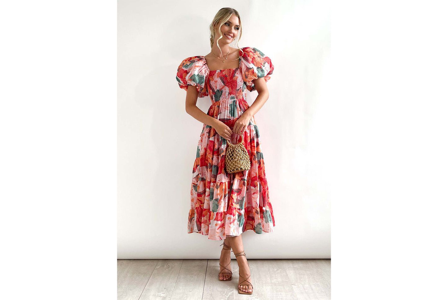 **Fashionable Off-the-Shoulder Lantern Sleeve High-Waisted One-Shoulder Dress**