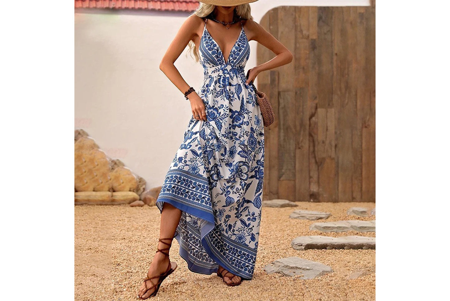 **Sexy Strapless Sleeveless Print Dress**