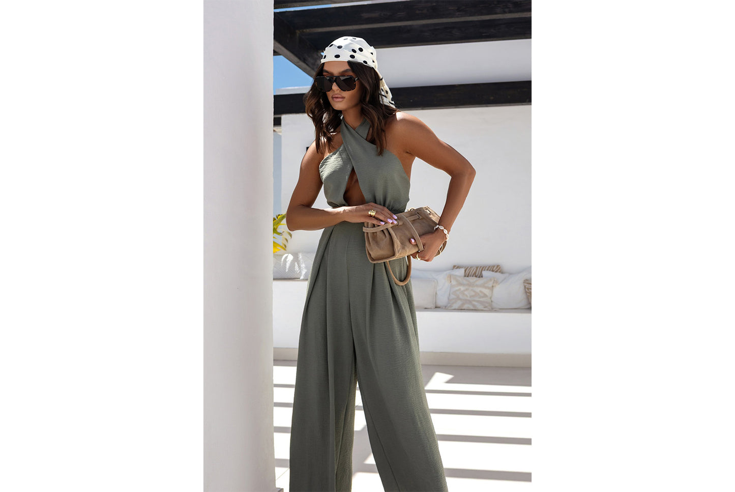**Stylish and Sexy Sleeveless Halter Neck Jumpsuit**