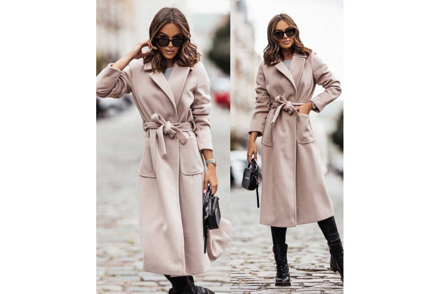 **Double-Breasted, Long-Sleeved, Lapel, Buttoned Wool Blazer for Women**