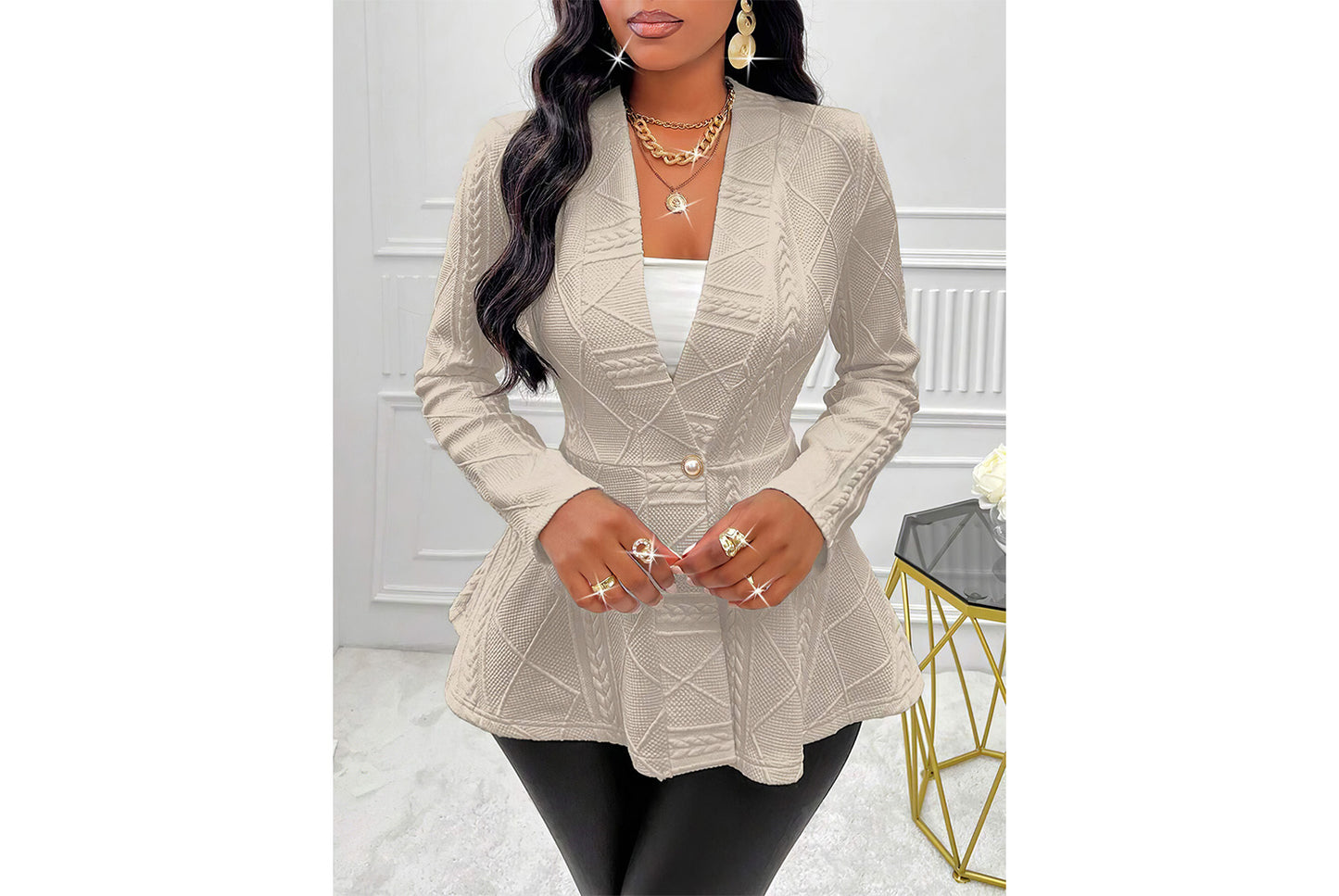 **Thick, Slim-Fit, Fashionable Jacquard Blazer**