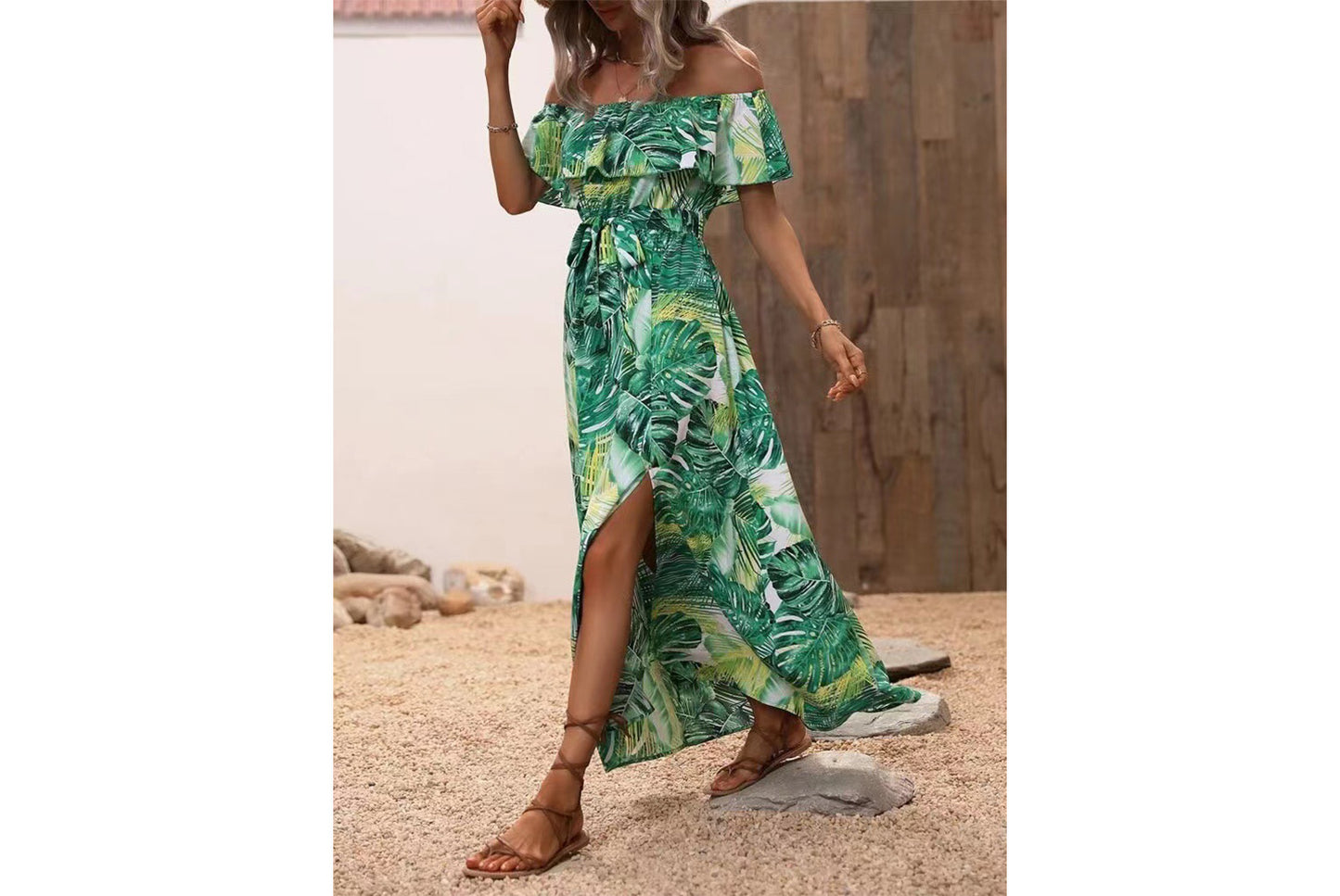 **Women's Ruffled Tie-Waist Dress**