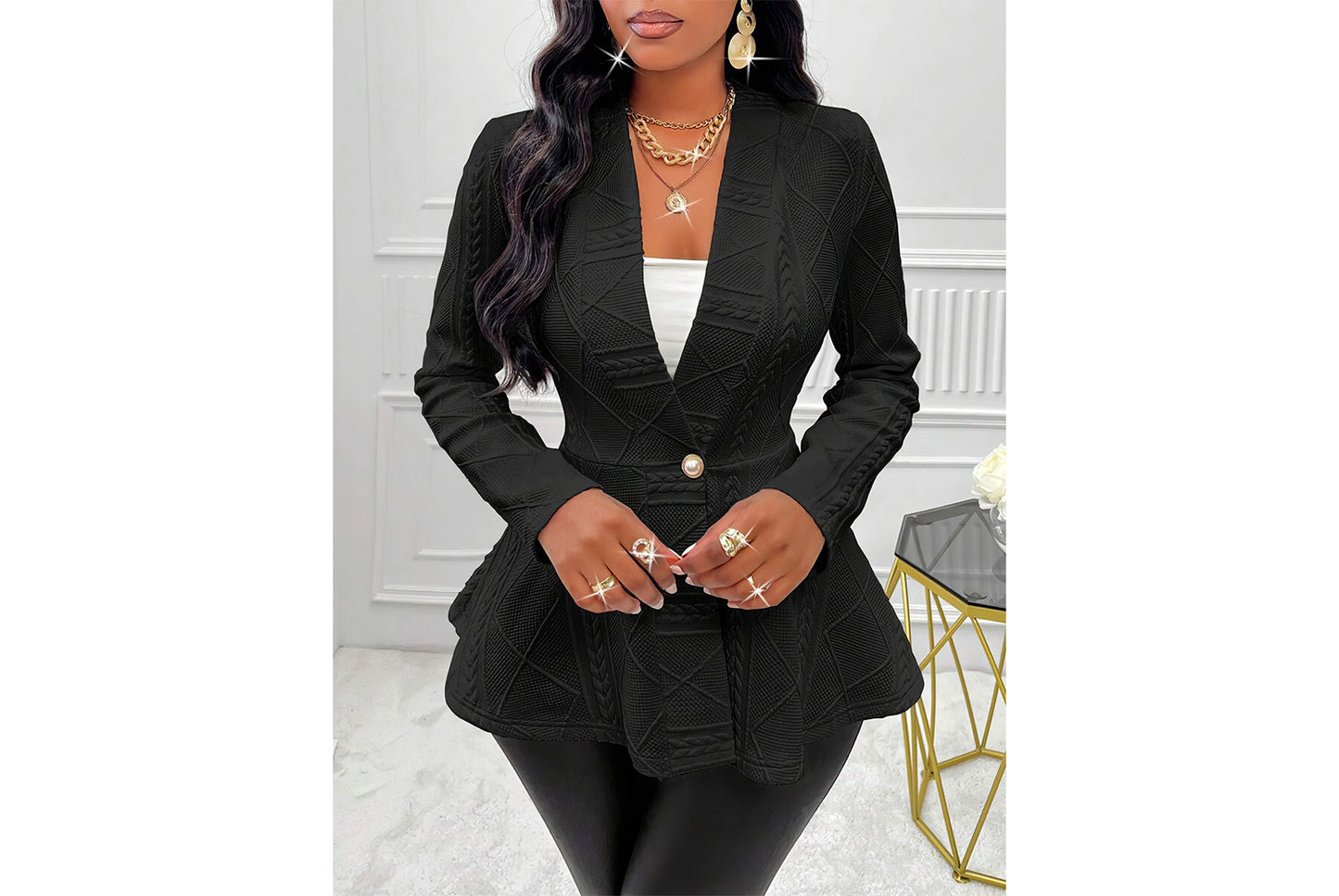 **Thick, Slim-Fit, Fashionable Jacquard Blazer**