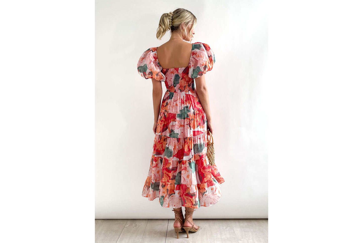 **Fashionable Off-the-Shoulder Lantern Sleeve High-Waisted One-Shoulder Dress**