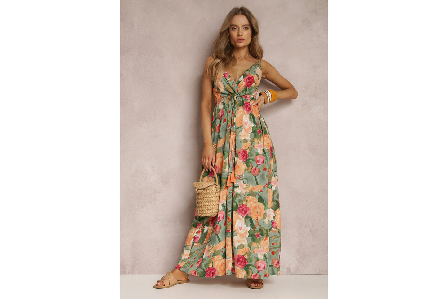 **Sexy Strapless Sleeveless Printed Ruffled Backless Dress**