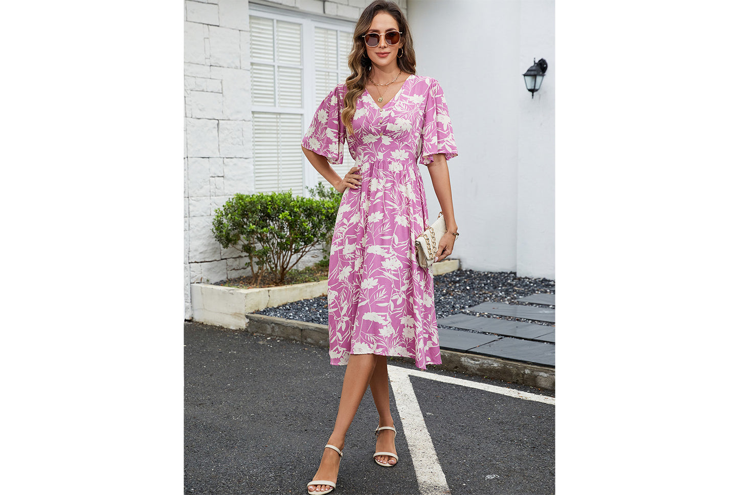 **Bohemian Beach Dress with a Waist Fit**