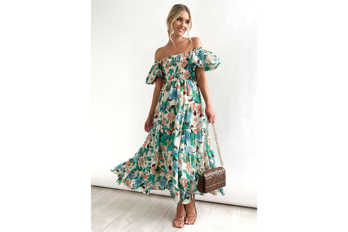 **Fashionable Off-the-Shoulder Lantern Sleeve High-Waisted One-Shoulder Dress**