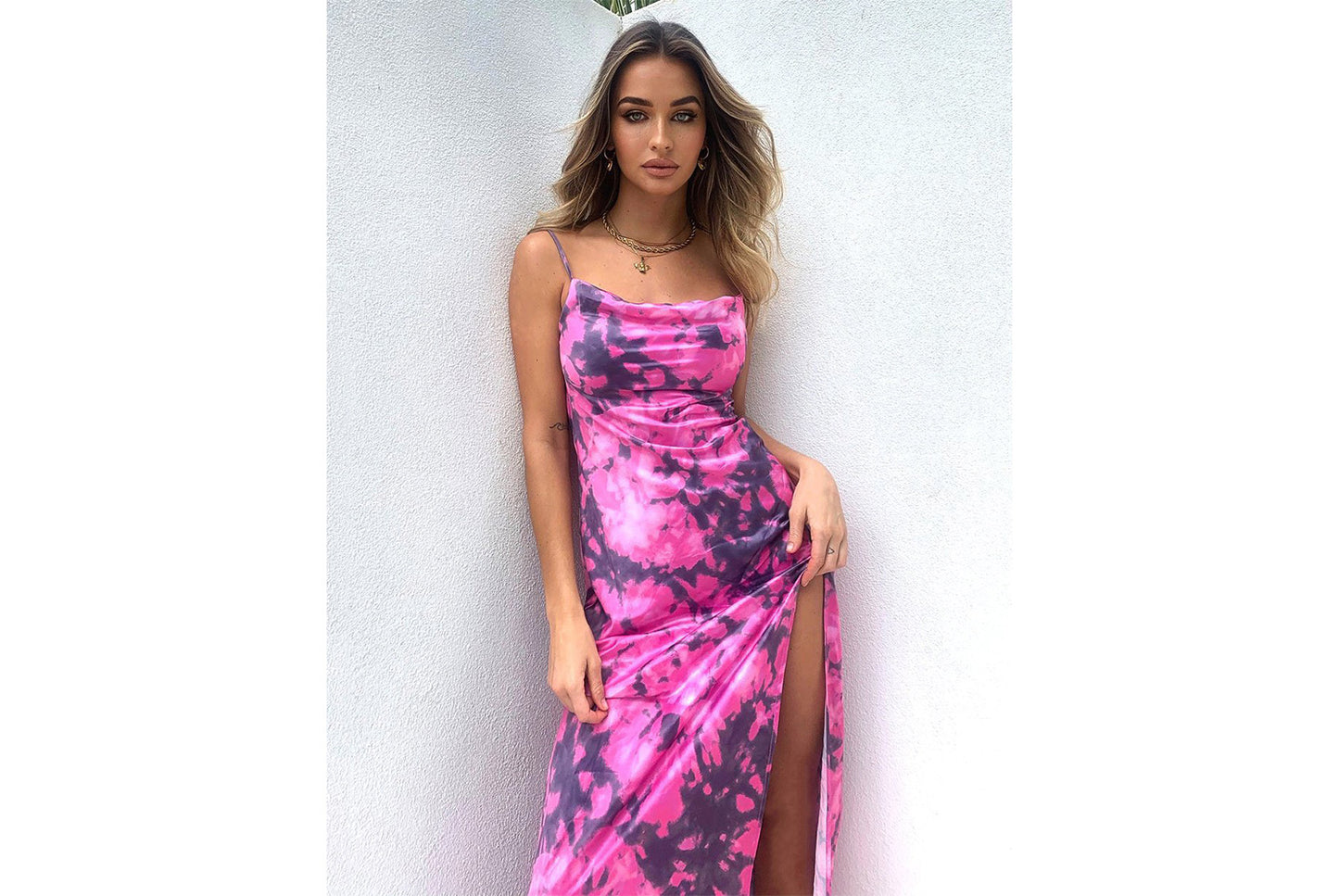 **Sexy Slit Halter Backless Dress**
