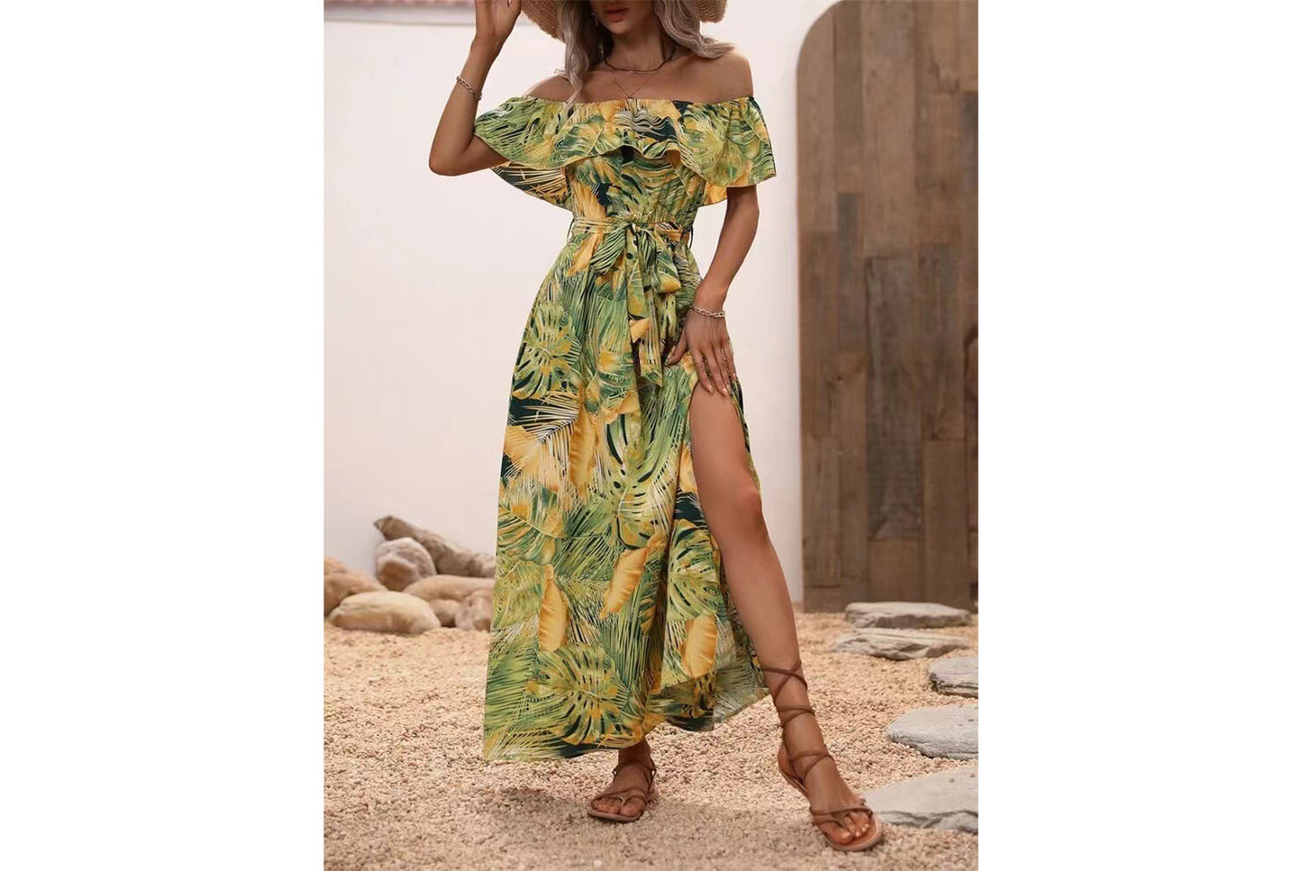 **Women's Ruffled Tie-Waist Dress**