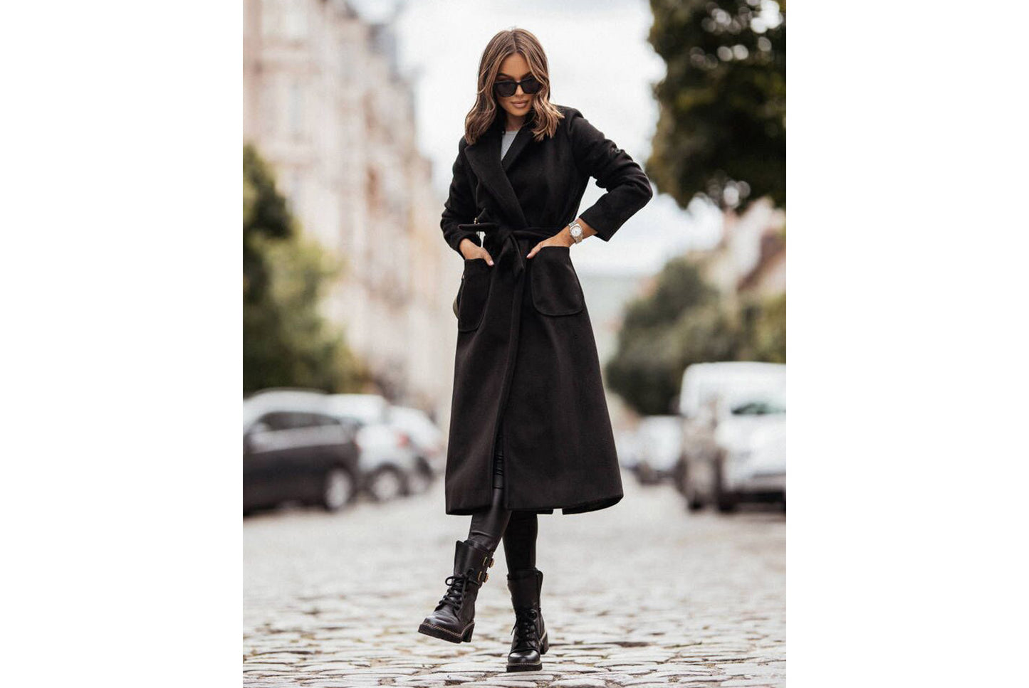 **Double-Breasted, Long-Sleeved, Lapel, Buttoned Wool Blazer for Women**