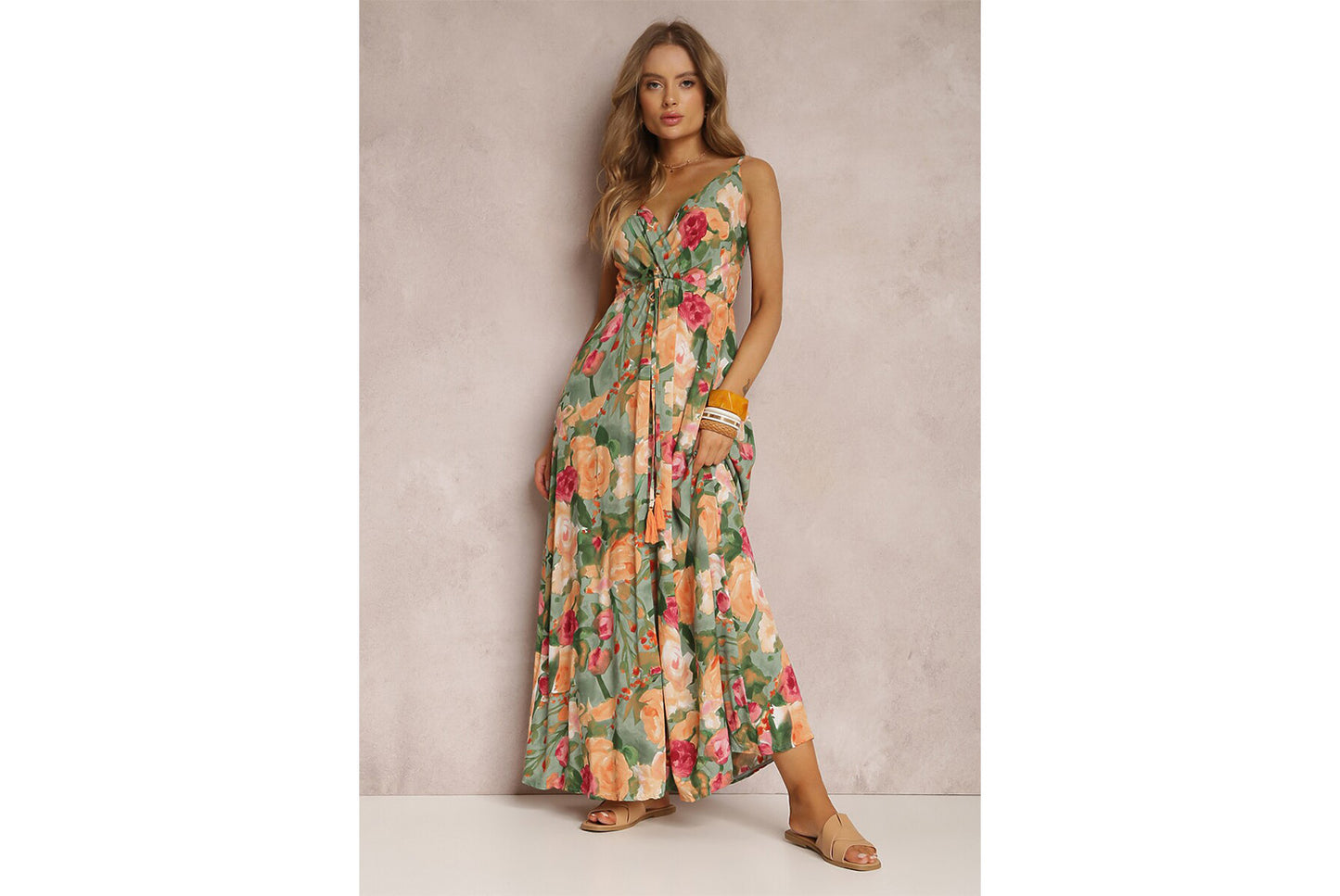 **Sexy Strapless Sleeveless Printed Ruffled Backless Dress**