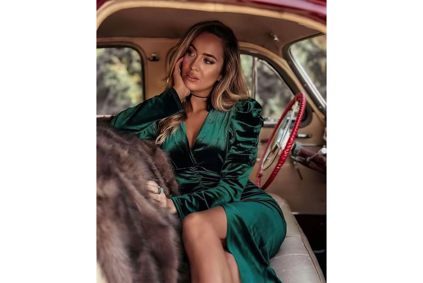 **Sexy Hip-Wrap Long-Sleeve Dress**