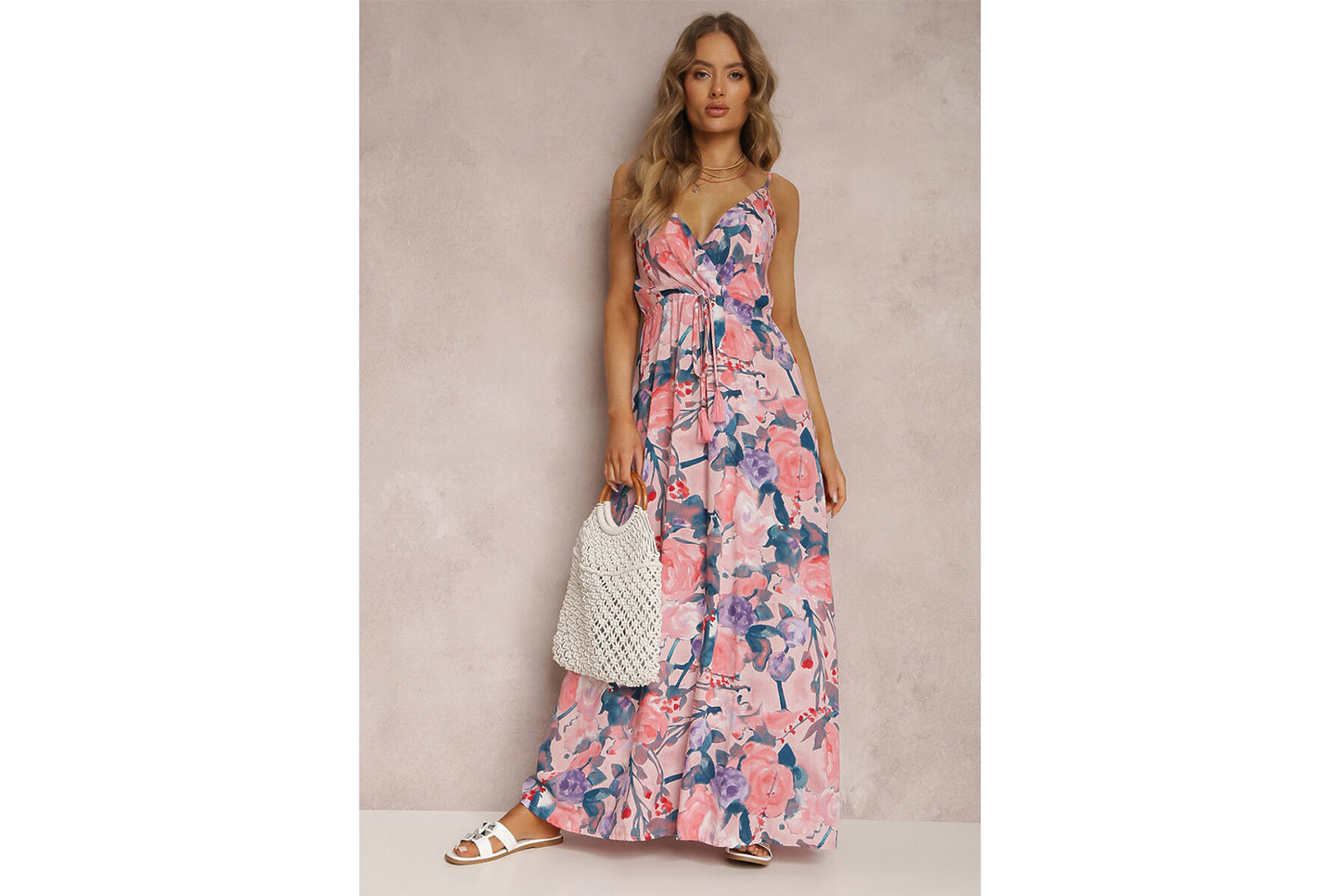 **Sexy Strapless Sleeveless Printed Ruffled Backless Dress**
