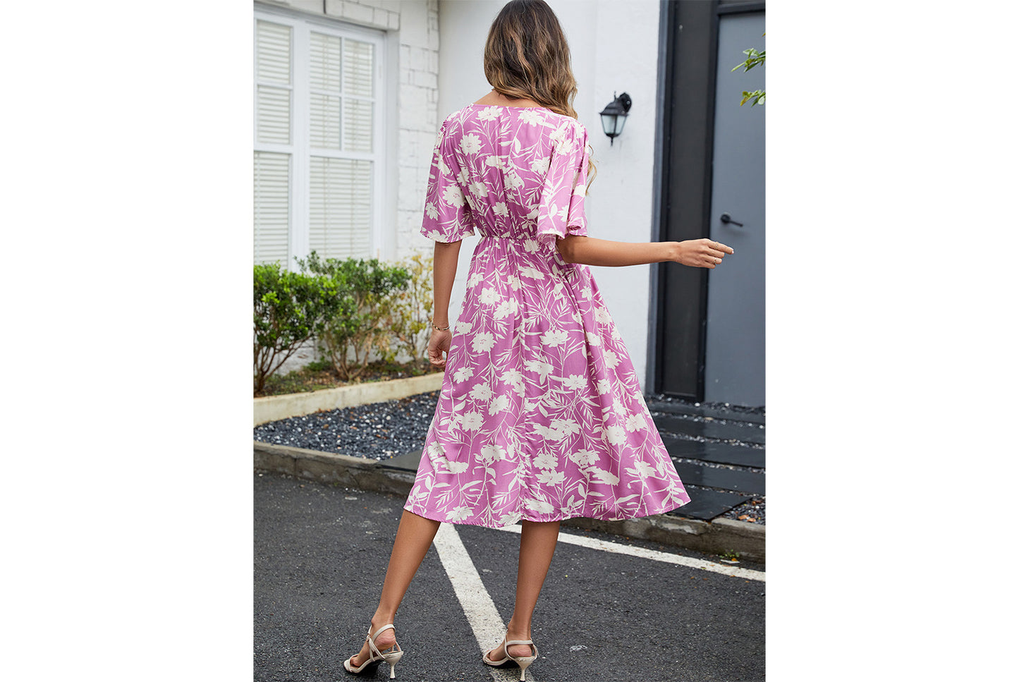 **Bohemian Beach Dress with a Waist Fit**