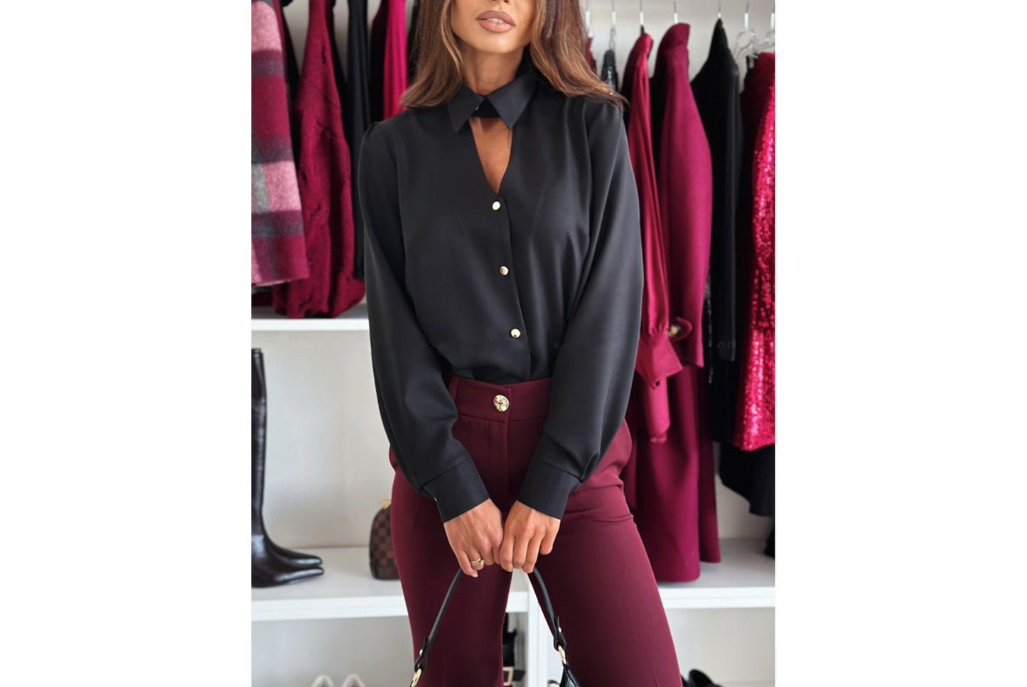 **Stylish Solid Color Roll-Up Sleeve Shirt, Single-Breasted, Long-Sleeved**
