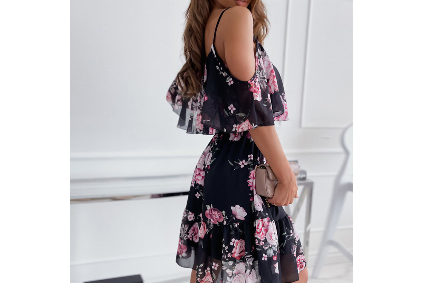 **Off-the-Shoulder Sexy Slip Dress**