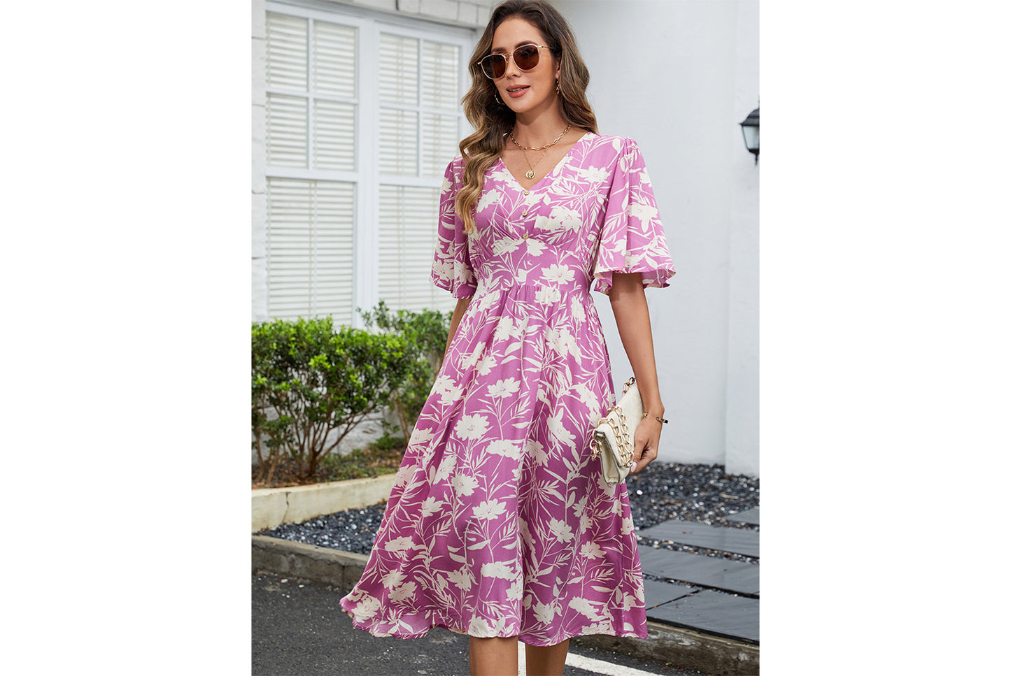 **Bohemian Beach Dress with a Waist Fit**