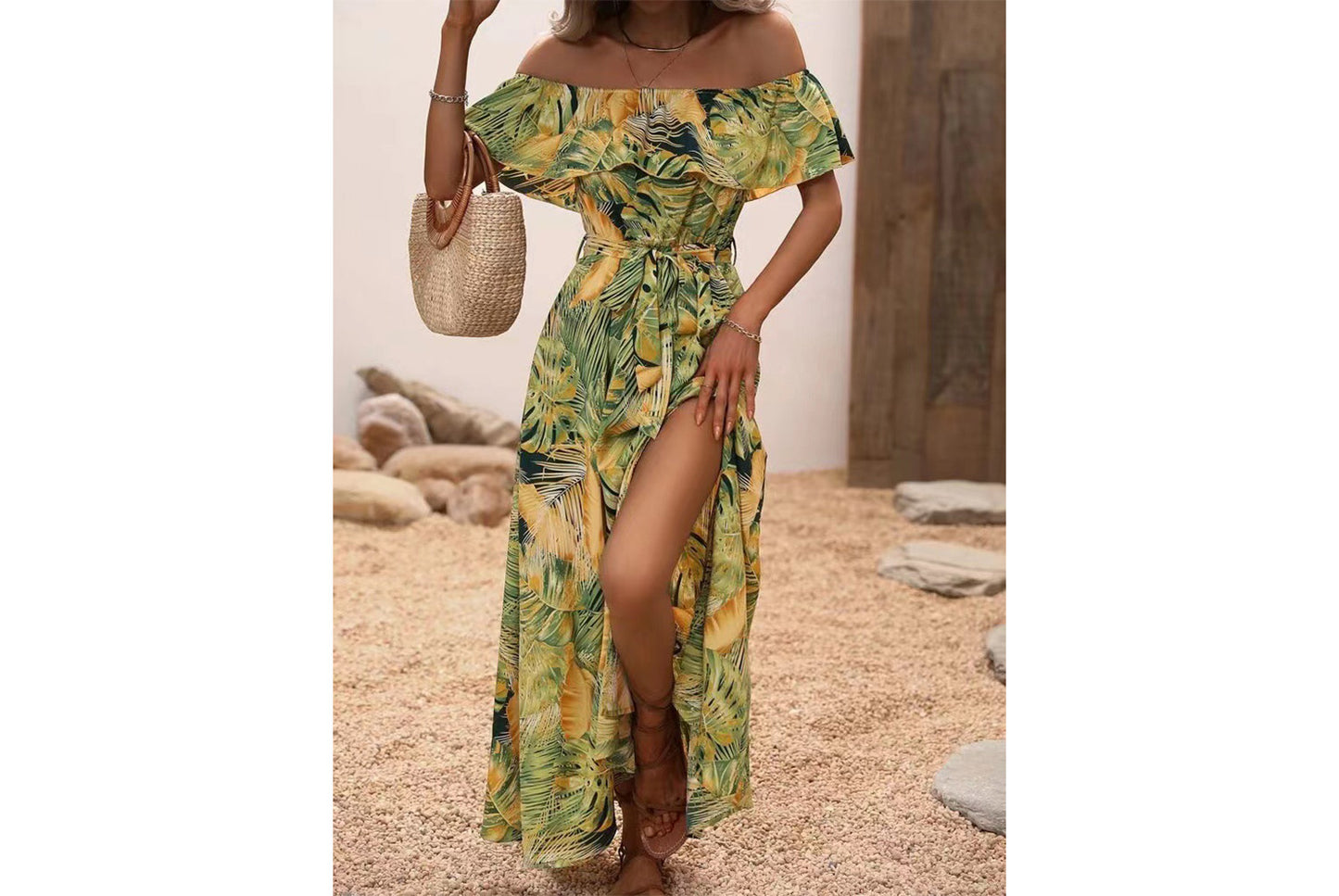 **Women's Ruffled Tie-Waist Dress**