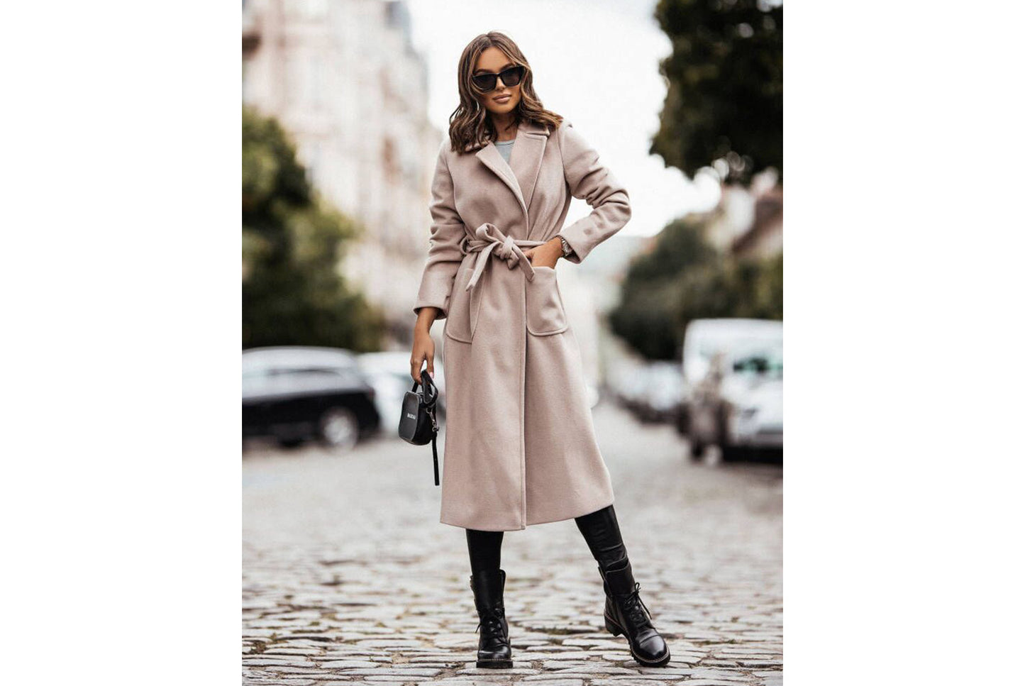 **Double-Breasted, Long-Sleeved, Lapel, Buttoned Wool Blazer for Women**