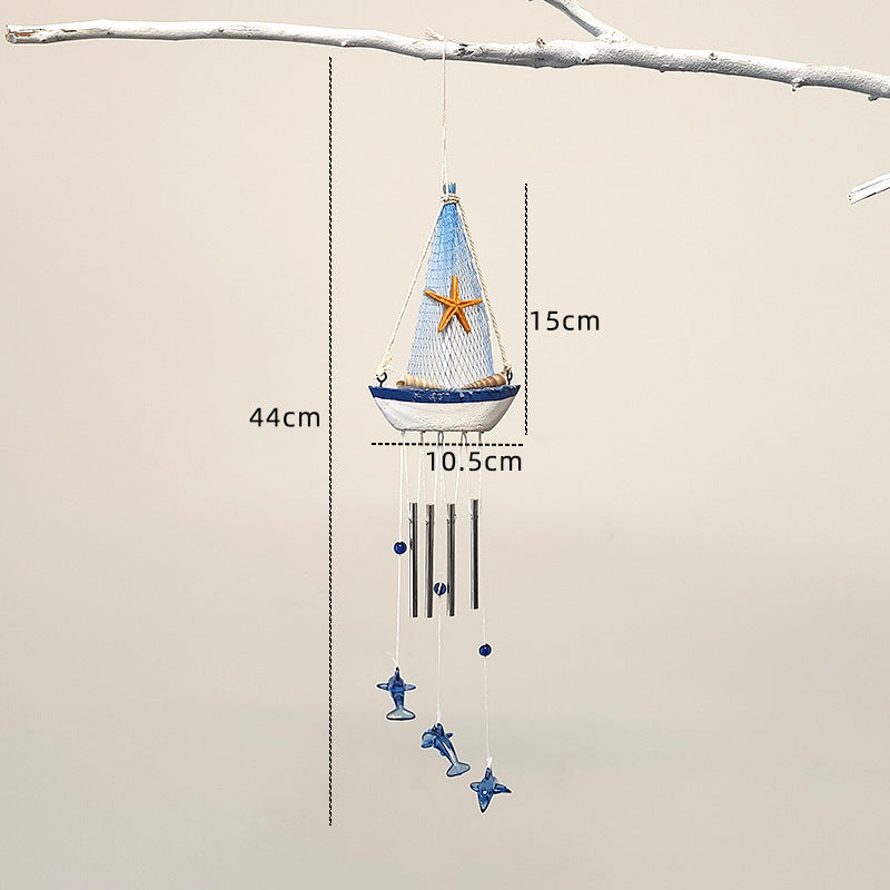 # Mediterranean Sailboat and Dolphin Creative Wind Chime Ornament