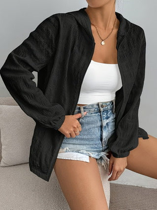 # Thin Hooded Sun Protection Loose-fitting Women's Jacket