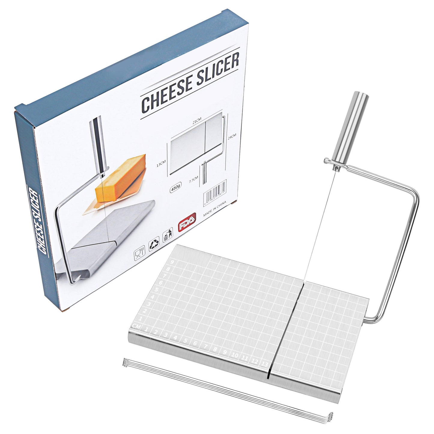 # Stainless Steel Multi-functional Cheese Slicer with Scales