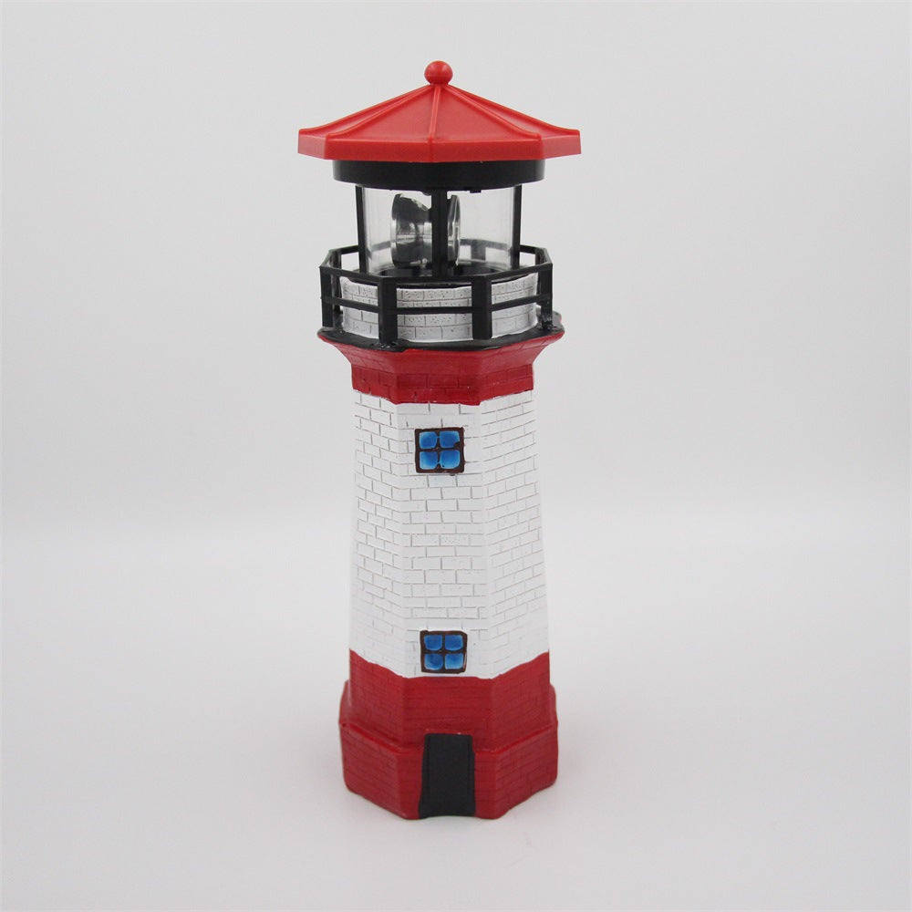 Resin Solar Rotating Lighthouse Garden Light