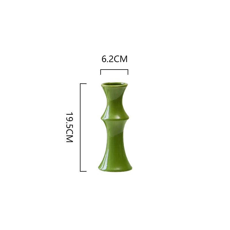 Bamboo-Shaped Ceramic Miniature Vase Ornament