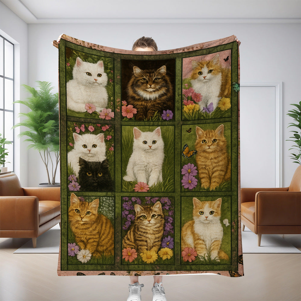 Cat Pattern Flannel Blanket