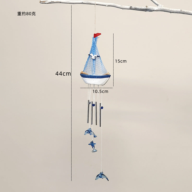 # Mediterranean Sailboat and Dolphin Creative Wind Chime Ornament