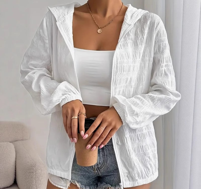 # Thin Hooded Sun Protection Loose-fitting Women's Jacket