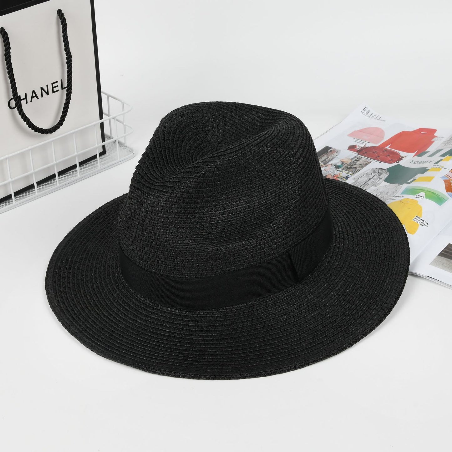 # Men's Simple Panama Hat Summer Sun Protection Sunshade Hat