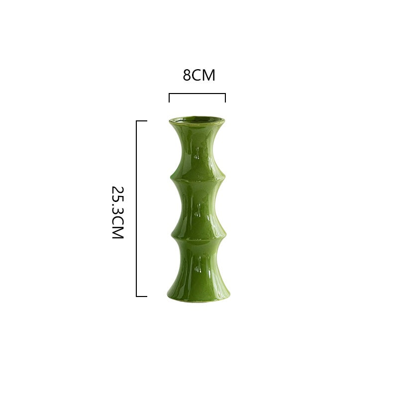 Bamboo-Shaped Ceramic Miniature Vase Ornament